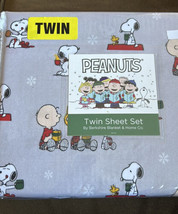 P EAN Uts Christmas Twin Sheets Set Snoopy Woodstock Charlie Brown Hot Chocolate - £27.53 GBP