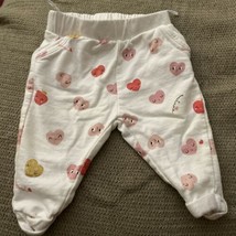 Baby Club Girls pants white w/ hearts size 3 ro 6 months - $4.27