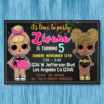 LOL SURPRISE DOLLS INVITATION, PERSONALIZED FILE 4X6 OR 5X7 - £6.39 GBP