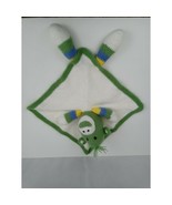Monkey Lovey Blanket Baby Soother Crocheted Monkey Green &amp; White - $26.94 CAD