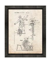 Animated Figure Toy Patent Print Old Look with Beveled Wood Frame - $24.95+
