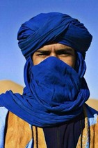 Handmade Blue Tuareg Scarf, African Tagelmust, Long Moroccan Berber Head... - £54.18 GBP