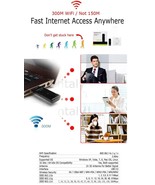 300Mbps USB Wireless Adapter WiFi Network 300M LAN Card 802.11n/g/b &amp;3Di... - $9.49 CAD