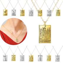 Dainty Tarot Card Necklace | Laser Engraved Major Arcana Stainless Steel Pendant - £13.91 GBP