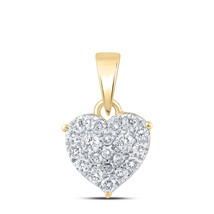 10K Yellow Gold Round Diamond Heart Nicoles Dream Collection Pendant 1/4 Ct - £220.29 GBP