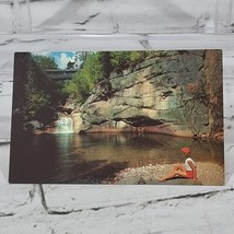 Vintage Postcard Franconia Notch New Hampshire Rock Beach Sunbathing Woman - $7.91