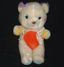 13" Vintage 1985 Antics White Teddy Bear Purple Blue Stuffed Animal Plush Toy - £29.18 GBP