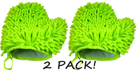 2 Pack! Car Wash Microfiber Mitt w/Thumb Reusable No Scratch Vehicle Green Soft - £4.72 GBP