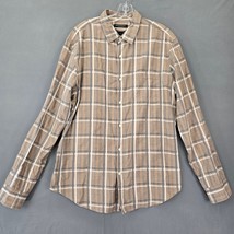 Banana Republic Men Shirt Size L Tan Preppy Plaid Camden Fit Classic Long Sleeve - £10.82 GBP