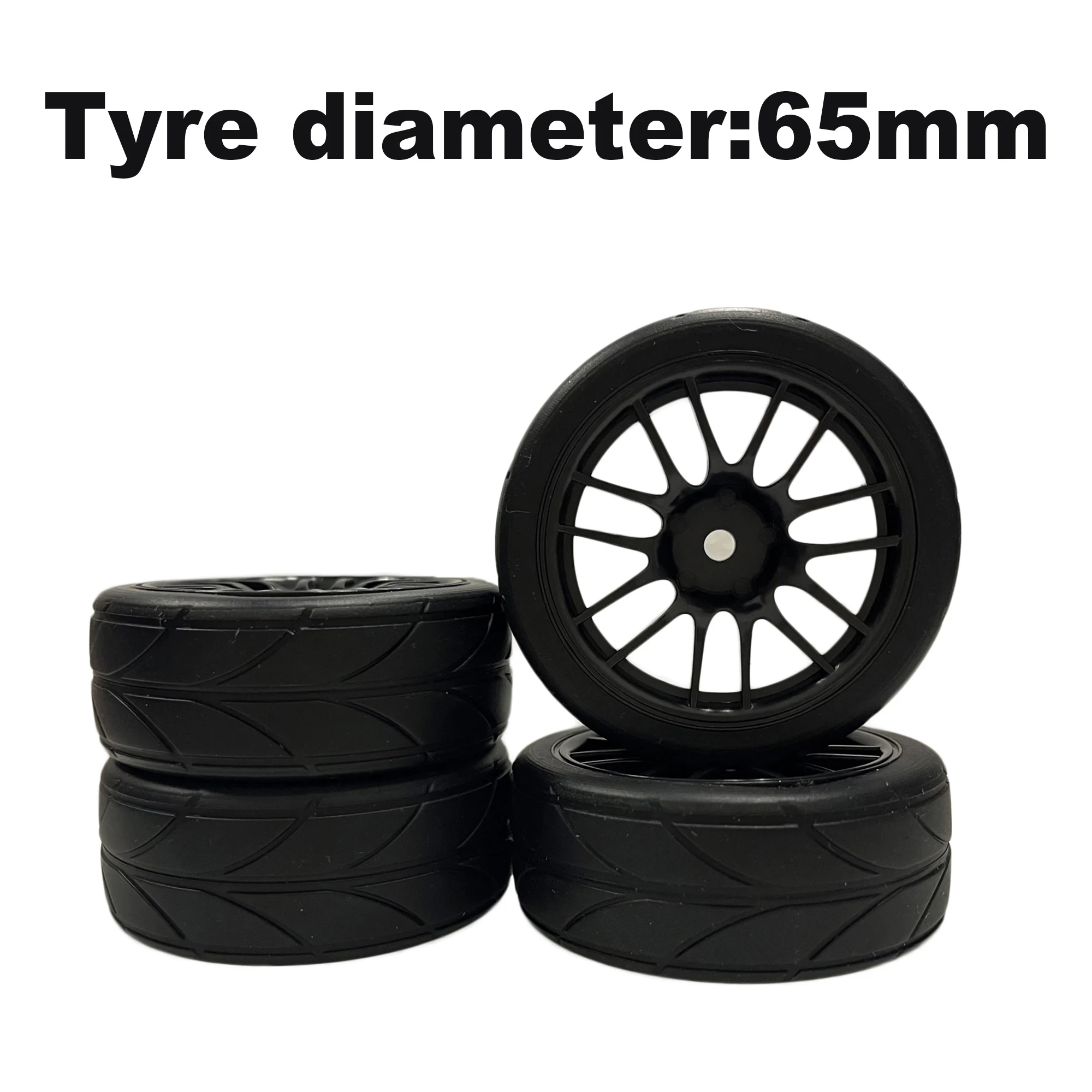 4PCS 65mm 1/10 Rubber Tire RC Racing Car Tires On Road Wheel Rim For HSP HPI RC - £9.70 GBP