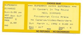 1992 Neil Diamond Concert Ticket STub Pittsburgh Civic Arena 3/1/1992 - £18.86 GBP