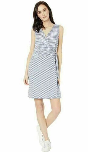 Primary image for Tribal Gingham Sleeveless Wrap Dress, Women's Size L, True Blue