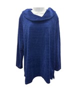 Talbots Women 2X blue Cowl Neck Sweater velvet velor long sleeve warm turtleneck - $35.14