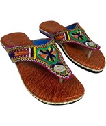 Moroccan Boho Berber Agate Handcrafted Embroidered Women&#39;s Sandals size 7 - €32,09 EUR