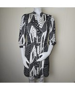 Diane Von Furstenberg Freya Silk Dress Womens 2 Black Ethnic Print 3/4 S... - $91.88 CAD
