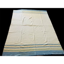 Kenwood Wool Blanket Blue Yellow Stripes Cream Colored - $44.55