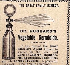 Dr Hubbard Vegetable Germicide Advertisement 1899 Victorian Boston Mass ... - $465.81 MXN