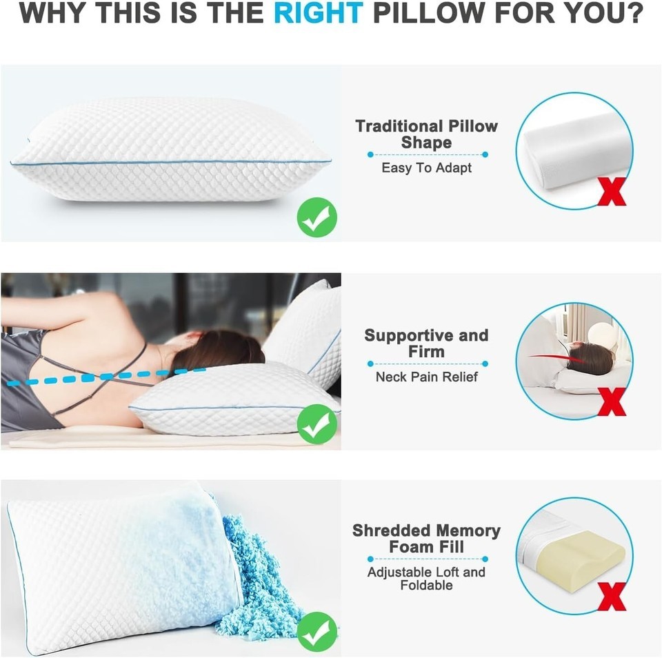 Hypoallergenic Cooling Pillow Set - Ultimate Comfort for Side and Back Sleepers Item image 5