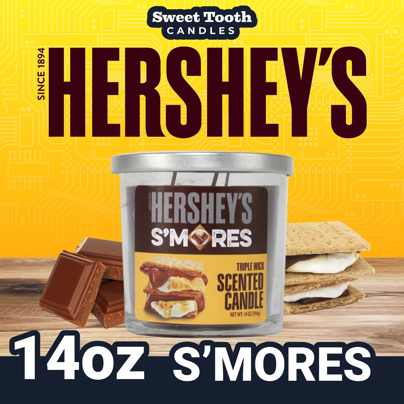 Candle - Hershey's S'mores Scented Candle 14oz -   HERSHEYS SMORES 14 OZ - $17.95