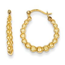 14K Yellow Gold Beaded Hoop Earrings - £92.70 GBP