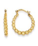 14K Yellow Gold Beaded Hoop Earrings - €154,44 EUR