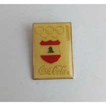 Vintage Coca-Cola Lebanon Shield Flag Olympic Lapel Hat Pin - $14.07