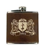 Fahey Irish Coat of Arms Leather Flask - Rustic Brown - $474.99 MXN