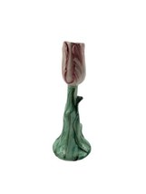1988 Pink Tulip Candlestick Holder Hand Made &amp; Painted in Italy for Vietri - $19.75