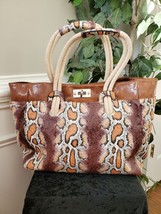 Elite Model&#39;s Fashion Women Two Tone PVC &amp; Polyester Leopard Print Handbag Purse - £27.94 GBP