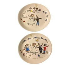 Set of 2 Effetti D&#39;Arte Oval Luncheon Wedding Plates Ceramic Italy - $29.67