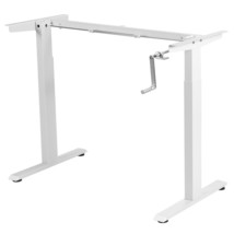 Costway Hand Crank Sit to Stand Desk Frame Adjustable Height Standing Base White - £190.43 GBP