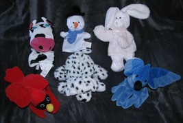 SET LOT 6 HAND PUPPETS BLUEBIRD CARDINAL COW DALMATIAN SNOWMAN IKEA CALT... - £23.34 GBP