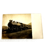 Steam Locomotion Real Photo Postcard Railroad Train w Men Crew  in Front - £11.80 GBP