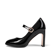Patent Leather Black Women Pumps Buckle Strap Special High Thin Heel Women Shoes - £82.89 GBP