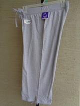 Just My Size 1X -Cotton Blend Soft French Terry Tie Bottom Pull On Capris  Steel - £12.50 GBP