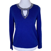 INC International Concepts Sweater Women&#39;s Small Blue Embellished Keyhol... - £18.19 GBP