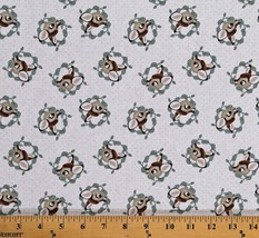Cotton Bambi Badge Kids Disney Fairytale Cream Fabric Print by the Yard D690.90 - £7.82 GBP