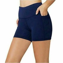 NWT Ladies BALEAF NAVY Compression Yoga Bike Short Shorts w/Side Pockets... - $24.99