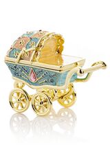 Keren Kopal Blue Baby Carriage Trinket  Box Decorated with Austrian Crys... - €53,39 EUR