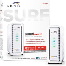 ARRIS SURFboard SB6183 16x4 Docsis 3.0 Cable Internet White Modem Gaming Speed - $45.00