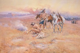 Blackfeet Burning Crow Buffalo Range by Charles M Russell Giclee + Ships Free - £31.06 GBP+