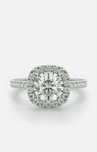 1Ct Künstlicher Diamant Halo Ehering Verlobungsring 14K Weiß Vergoldet - £68.79 GBP