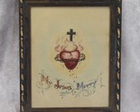 Sacred Heart Handmade Print My Jesus Mercy Framed Vintage - $175.42
