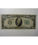 Vintage 1934 green US $10 dollar bill federal reserve bank note free shipping - $44.99