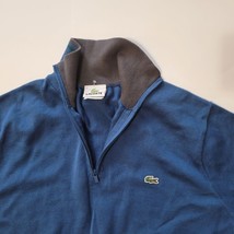 Lacoste Men Size 5 (22x27&quot;) Blue Cotton Zip Neck Sweater - £75.11 GBP