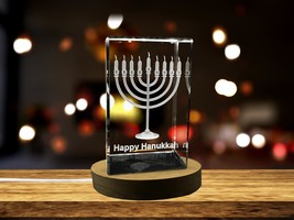 LED Base included | Happy Hanukkah 3D Engraved Crystal Decoration - $39.99 - $399.99