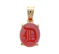 14k Yellow Gold Genuine Natural Carnelian Signet Initial &quot;D&quot; Pendant (#J... - $336.60