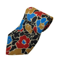 Geoffrey Beene Floral Multicolor Silky-Feel Tie USA VTG 70s Mens L57.5&quot; x W3.75&quot; - £11.81 GBP
