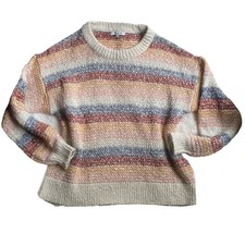 Madewell Baez Pullover Crewneck Sweater in Stripe Marled fog Size Medium M - £35.05 GBP