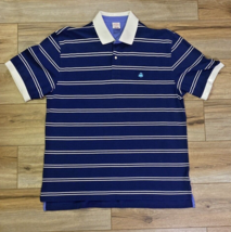 Brooks Brothers Men&#39;s Polo Golf Rugby Shirt Blue White Striped -  XL - £14.11 GBP